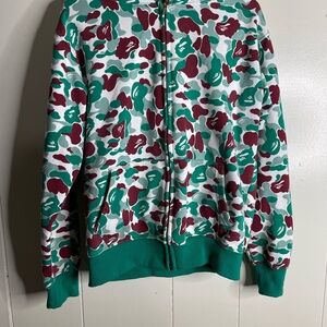 Vintage Bape - rare Green and Red Camouflage Hoodie